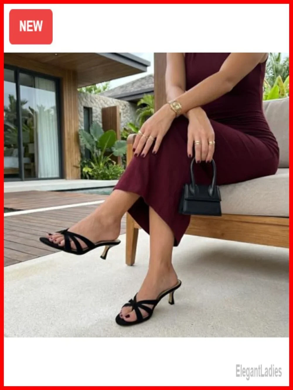 Strappy Kitten Heel Sandals Open Toe Ankle Strap Slip On Dressy Casual
